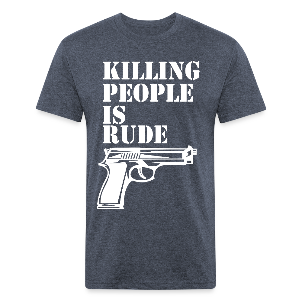 Fitted Cotton/Poly T-Shirt by Next Level - heather navy