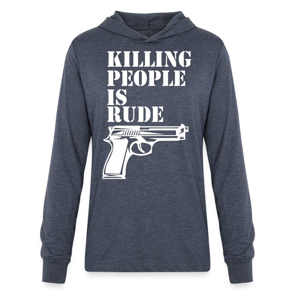 Unisex Long Sleeve Hoodie Shirt - heather navy