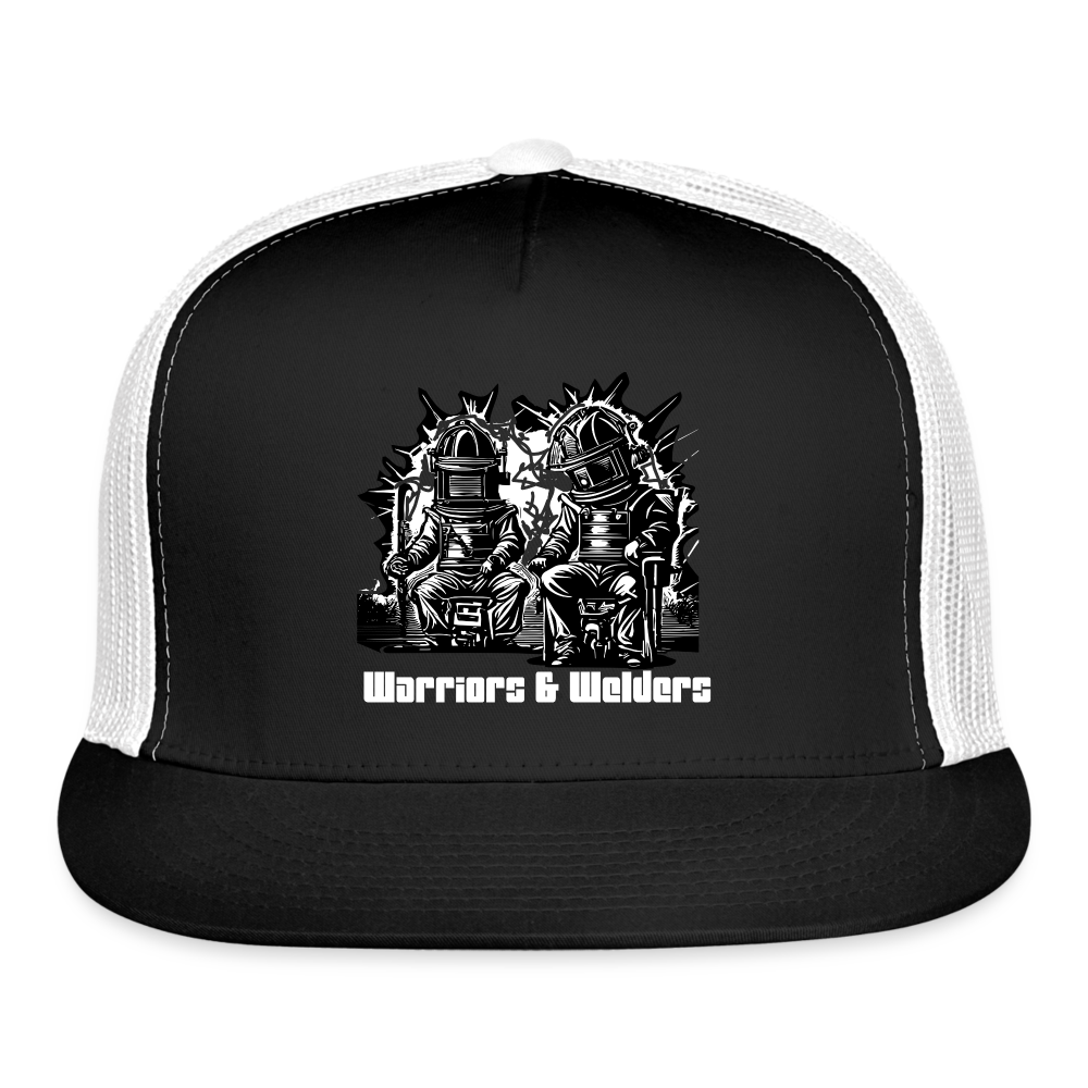 Warriors and Welders Trucker Hat White Letters - black/white