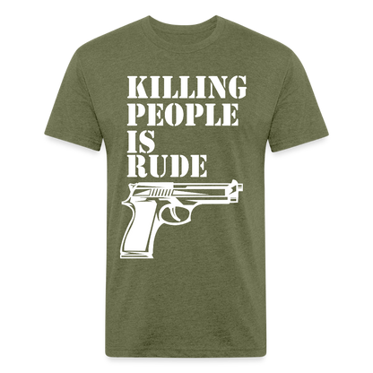 Fitted Cotton/Poly T-Shirt by Next Level - heather military green