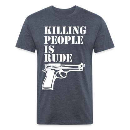 Fitted Cotton/Poly T-Shirt by Next Level - heather navy