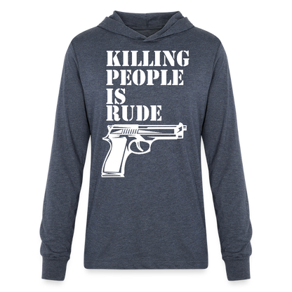 Unisex Long Sleeve Hoodie Shirt - heather navy
