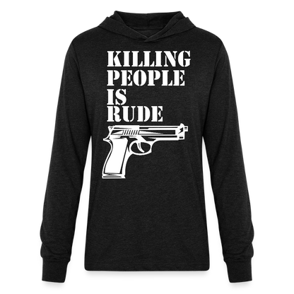 Unisex Long Sleeve Hoodie Shirt - heather black